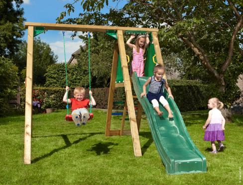 Wooden Swing and Slide Set Small Garden • Jungle Peak